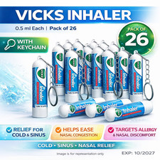 Vicks Inhaler 0.5ml 26-Count Jar w/ Keychain  Cold Sinus Nasal Relief
