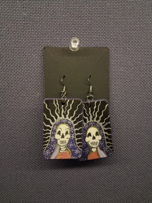 Our Lady Skull Earings Hand Painted Made In New Mexico USA