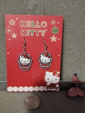 Cute Holiday Sanrio Hello Kitty Santa Dangle Earrings Red Bows 2024 NWT