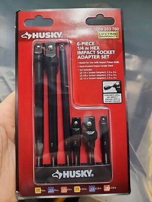 Husky 1/4 in. Drive Impact Driver Socket Adapter Set (6-Piece)