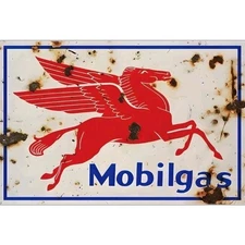 MOBILGAS Pegasus Mobil 1 Gasoline Gas And Oil 8x12 Inch Metal Advertising Sign 