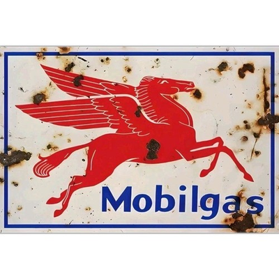 #ad MOBILGAS Pegasus Mobil 1 Gasoline Gas And Oil 8x12 Inch Metal Advertising Sign $12.74