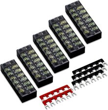 10Pcs 5 Sets 6 Positions Dual Row 600V 25A Screw Terminal Strip Blocks with Co