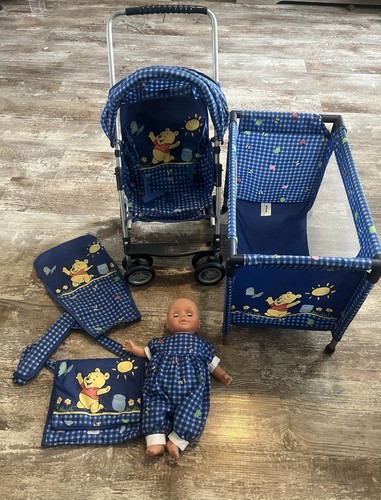 Vintage Hauck Winnie the Pooh Baby Doll Play Set, 5 Piece Set PLEASE READ!!!