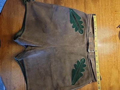 Vintage German Lederhosen Suede Leather Bavarian Boy Mens Shorts Octoberfest 