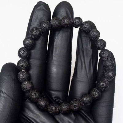 Most Outstanding Bracelet Black Lava 90.00 Cts Beaded Stretchable RK 15 E800