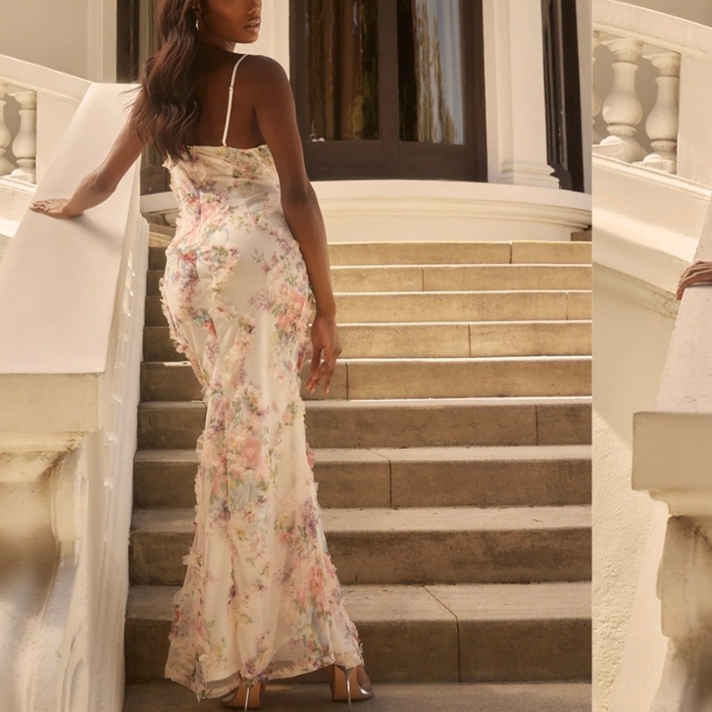 PrettyLittleThing Floral Printed Cowl Neck Maxi Dress image 4
