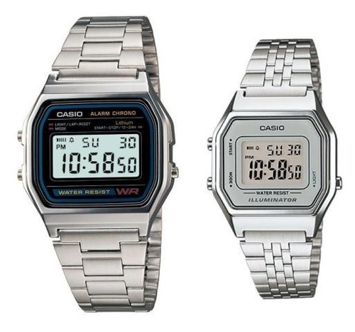 Casio A-158W+LA-680W-7 (2 orologi) Orologio Uomo Donna Vintage Nuovo Crono  Polso | eBay