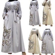 Open Cardigan Islamic Long Robes Abaya Dubai Ramadan Kaftan Prayer Dresses Gown