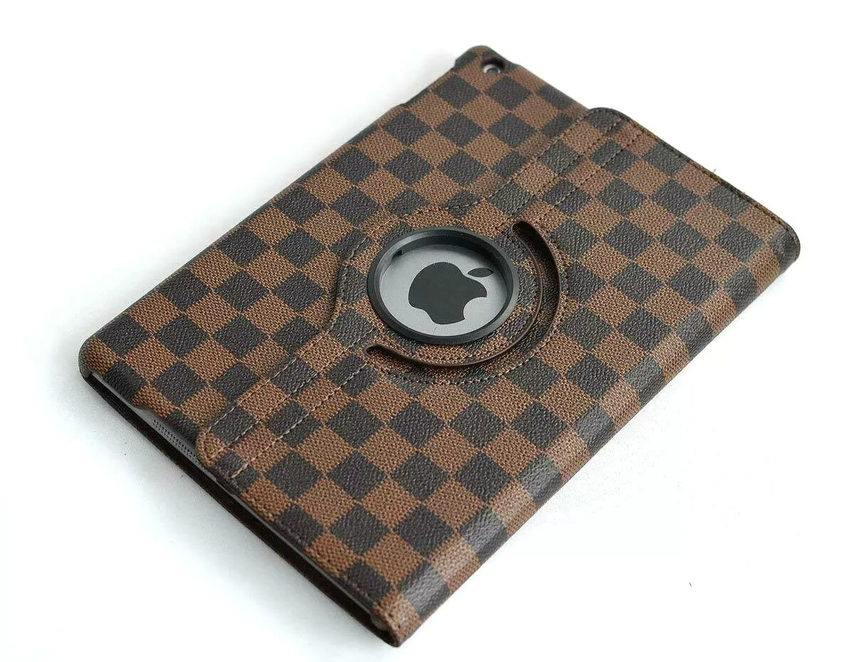 For iPad Mini 4h & 5th gen (MINI) Brown Squared Rotating Stand Cover Case  Pouch