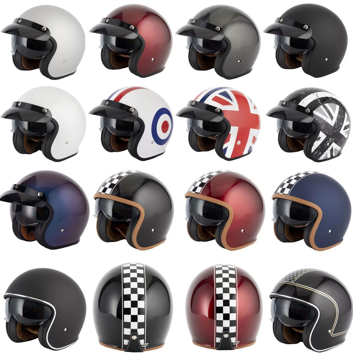 OPEN FACE MOTORBIKE SCOOTER HELMET RETRO MOD VCAN H589 MOTORCYCLE CRASH  HELMETS