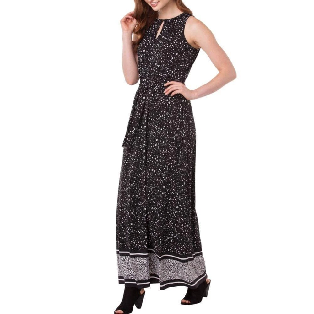 Maxi abito Michael Kors Nora con stampa bordo taglia S nero bianco senza maniche