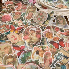 100pcs Vintage Angel Child Paper Stickers Junk Journal Album Scrapbooking Crafts