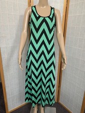 Just Love~Women's Green/Black Striped Maxi Dress~ Size S Stretch