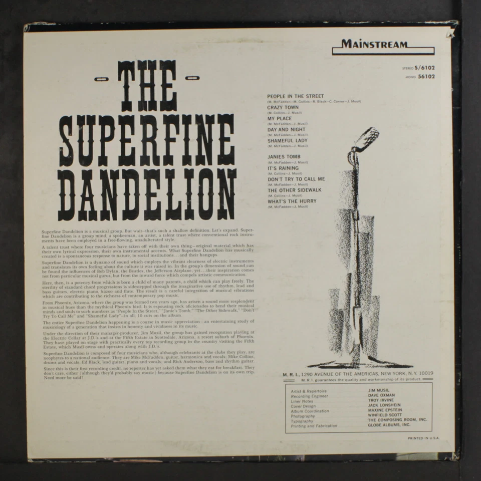 Superfine Dandelion: The Superfine Dandelion Mainstream 12 " LP 33 RPM - Photo 2/2
