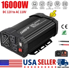 LCD 16000W Car Power Inverter DC 12V To 110V AC Pure Sine Wave Solar Converter