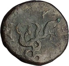 PERGAMON in MYSIA 150BC Asclepius & Medcine Symbol Snake Staff Greek Coin i53433