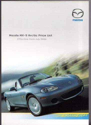 Mazda MX-5 Arctic Limited Edition Price List 2004 UK Single Sheet Brochure