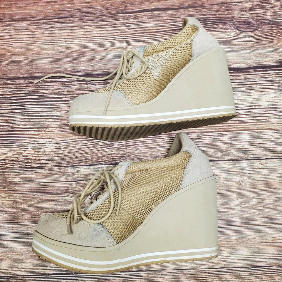 Zapatos de cuña VOLATILE para mujer talla 8 plataforma alta gamuza caqui Foto 3 de 4