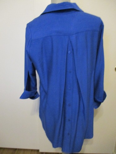 Top Boho Chic Tencel/Viscosa Azul Botón Oculto Delantero - Botón Expuesto Arriba Trasero M - Imagen 4 de 13