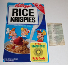 1980s Kellogg's Rice Krispie Cereal Box Front w SEALED Kooky Doodle premium 1984