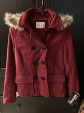Delias Thinsulate Peacoat With Removable Faux Fur Hood-size Small