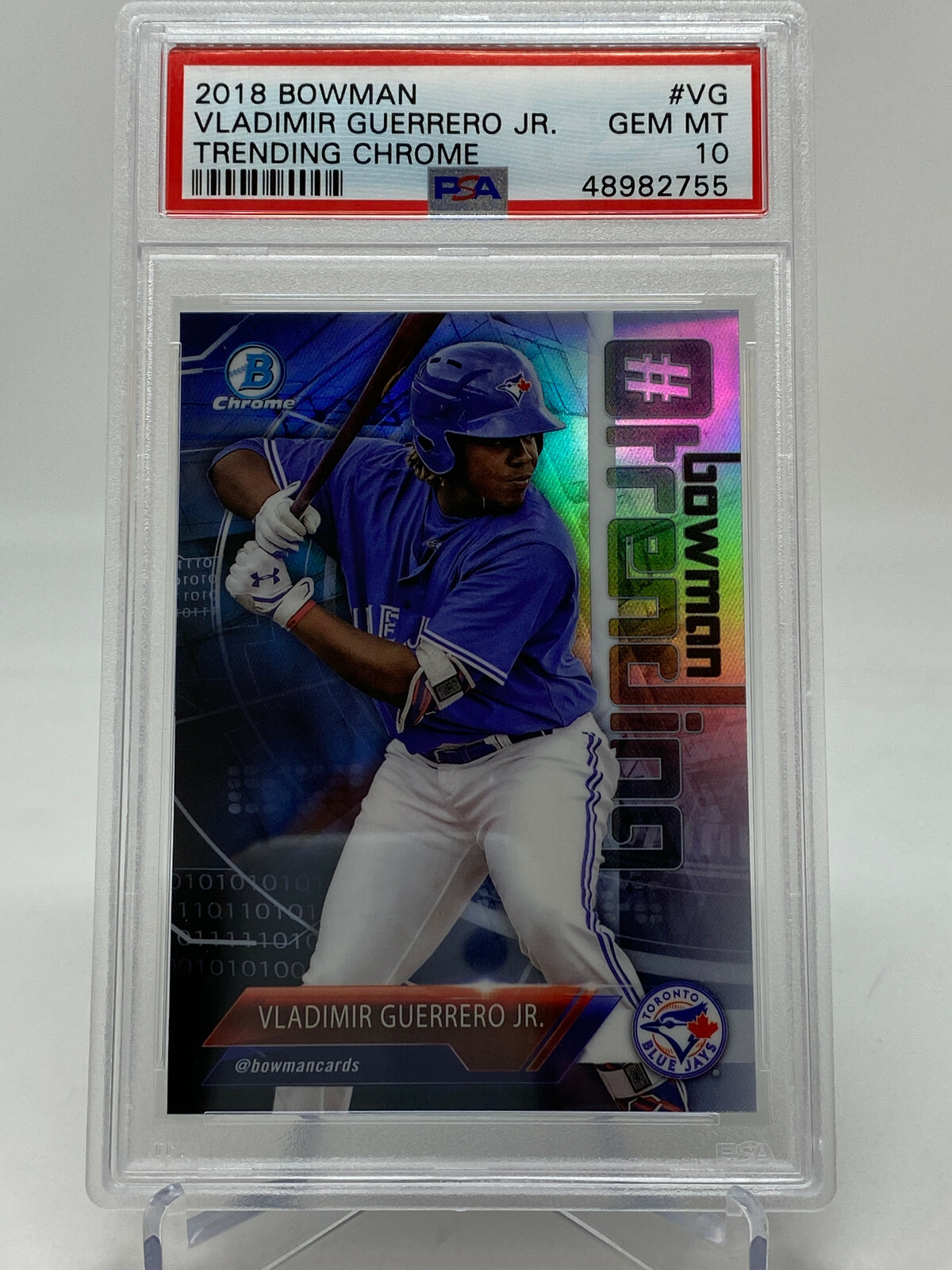 2018 Bowman Chrome #VG Vladimir Guerrero Jr. Trending Chrome Rookie Card PSA 10 view 2
