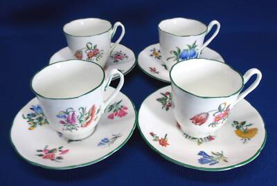 COALPORT ''OLD COALPORT'' PATTERN SET OF 4 DEMI CUPS & SAUCERS FOR TATMAN CHICAGO