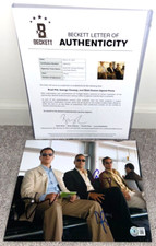 BRAD PITT GEORGE CLOONEY MATT DAMON SIGNED 8X10 PHOTO OCEANS ELEVEN 11 12 13 BAS