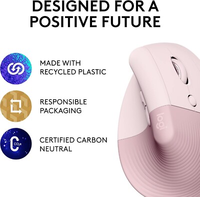 Logitech Lift Wireless Vertical Mouse - Rose