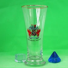 Pilsner Beer Glass with Blenheim Palace Dragon Crest and gold rim some wear