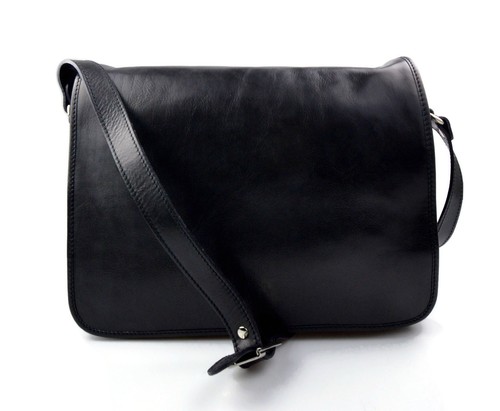 Borsa messenger pelle donna uomo messenger tracolla postino pelle nero |  eBay