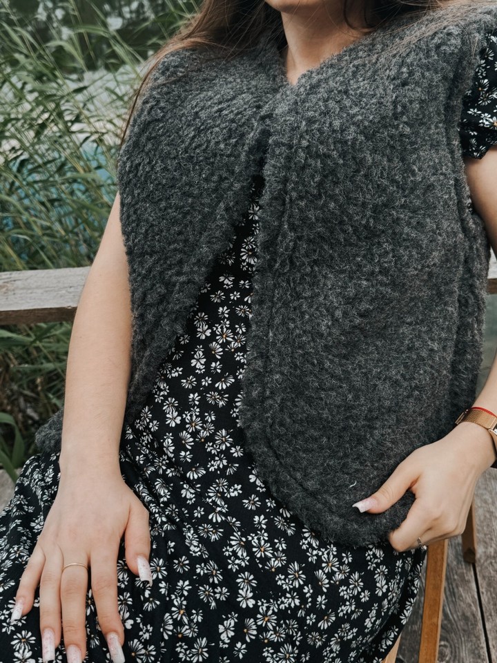 Merino Wool Kinderweste - 100% Merinowolle Mit Floralem Futter Cremeweiß