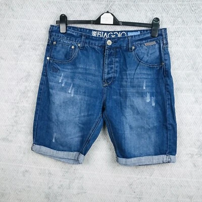 Biaggio Denim Short Femme 36 Bleu Coton Ourlets Retroussés Style Streetwear - Photo 1/4