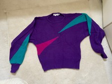 Vintage 80s Christian Dior Separates Womens Sweater Dolman Sleeves Eggplant M