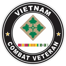 4th Infantry Division Vietnam Combat Veteran with Ribbons Bumper Sticker 5"