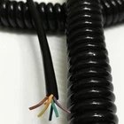 Coiled Spiral Power Cable Black Electrical Stretching Extensible Wire 6/8 Cores