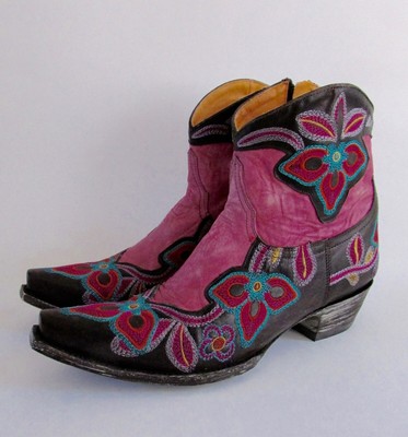 embroidered leather boots