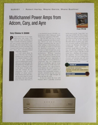 CARY AUDIO Cinema 5 AMP of The YEAR ! LITERATURE Review! HTF !!