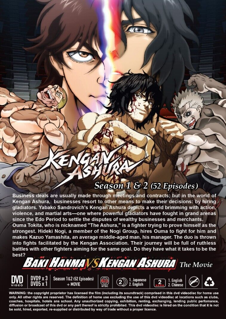 DVD BAKI HANMA vs KENGAN ASHURA Season 1&2 (52 Episodes)+Movie