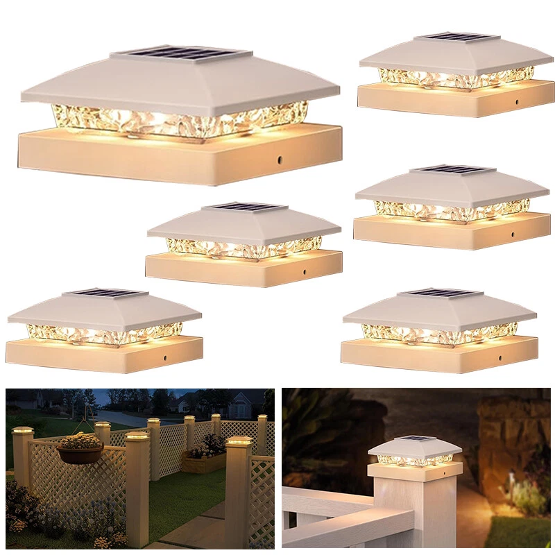 Paquete de 6/12/18 luces de tapa de poste solar para 4x4 luces LED impermeables para valla de cubierta Foto 3 de 4