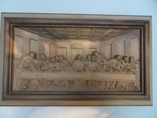 Großes geschnitztes Holzbild, Handarbeit Schnitzerei Volkskunst Abendmahl 