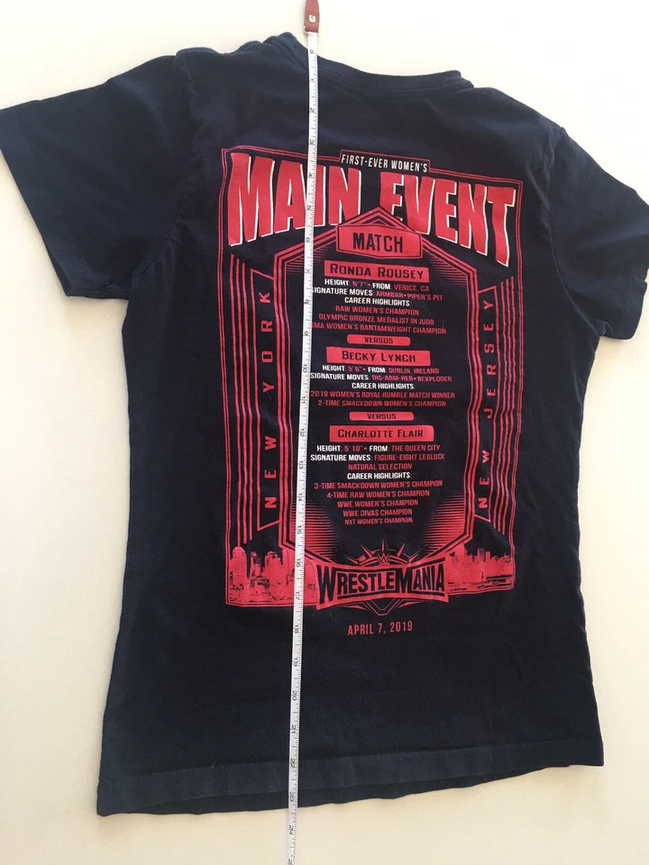 Camisa Wrestlemania 35 2019 WWE Becky Lynch Ronda Rousey Talla M Evento Principal Divas Foto 3 de 3