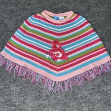 CARE BEARS Girls Size 7T VTG Embroidered Secret Bear Pink Poncho Pullover