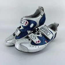Sidi T2 Cycling Shoes Made in ITALY Size 46 Men’s White Blue Carbon Fiber