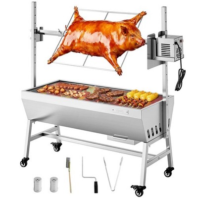 Rotisserie Grill, 38W BBQ Outdoor Pig & Lamb Spit Roaster, Charcoal Spit Roaster