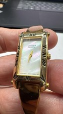 Citizen Womens QUARTZ MOP 3220-S37731 Gold Tone Bangle Bracelet Watch