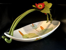 Cestino ceramica  Sic ? Ernestine? piatto panno lenci fiori vintage