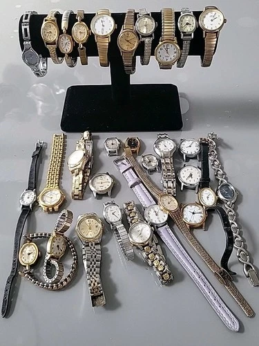 Vintage Timex Mechanical & Quartz Watch Lot Of 30 Ladies For Parts Or Repair .