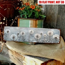 Vintage Dandelion Metal Sign Rustic Floral Decor Garden Inspired Home Wall Decor